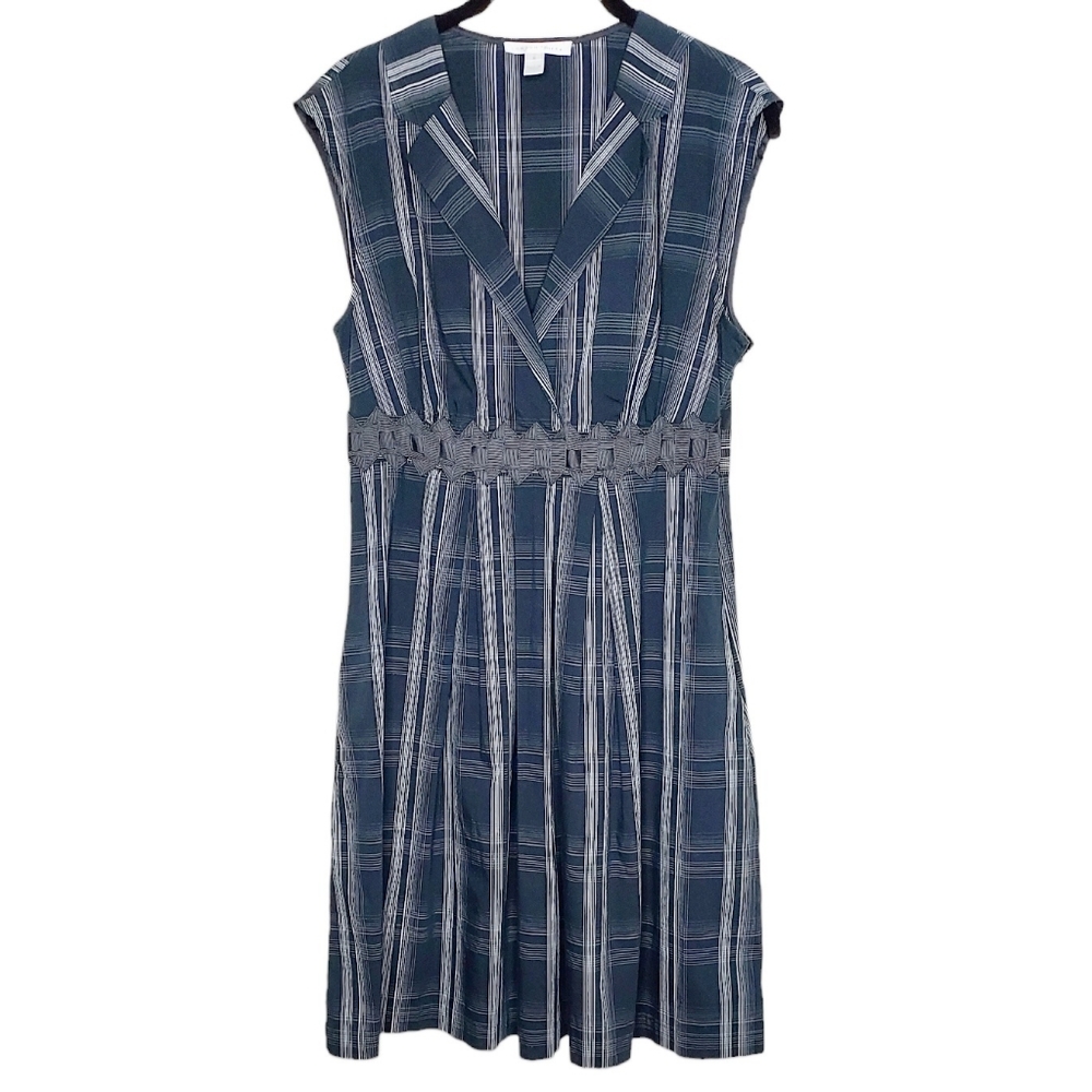 London Times Sleeveless Plaid Sheath Dress Size 8